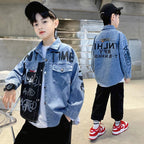 Stylish Kids Boys Distressed Denim Shirt Long Sleeve Vintage Washed Jean Top with Pocket Trendy Children's Casual Wear Age 5-14Y - Astra Wear astrawear.ca