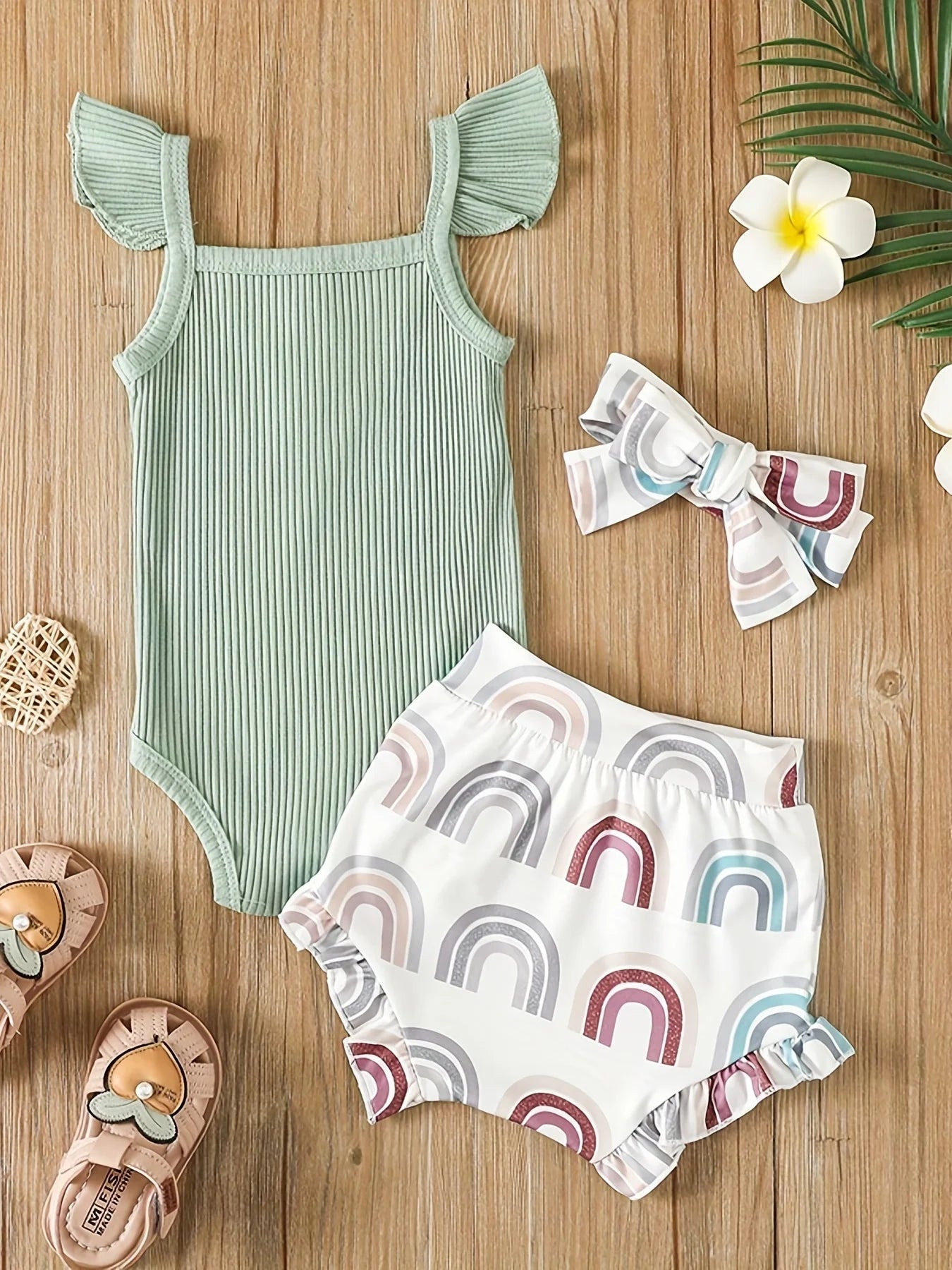 Summer Newborn Baby Girl Clothes Set Sleeveless Bodysuit Printed Shorts 3pcs Clothing Suit Baby Girl Clothes - Astra Wear astrawear.ca