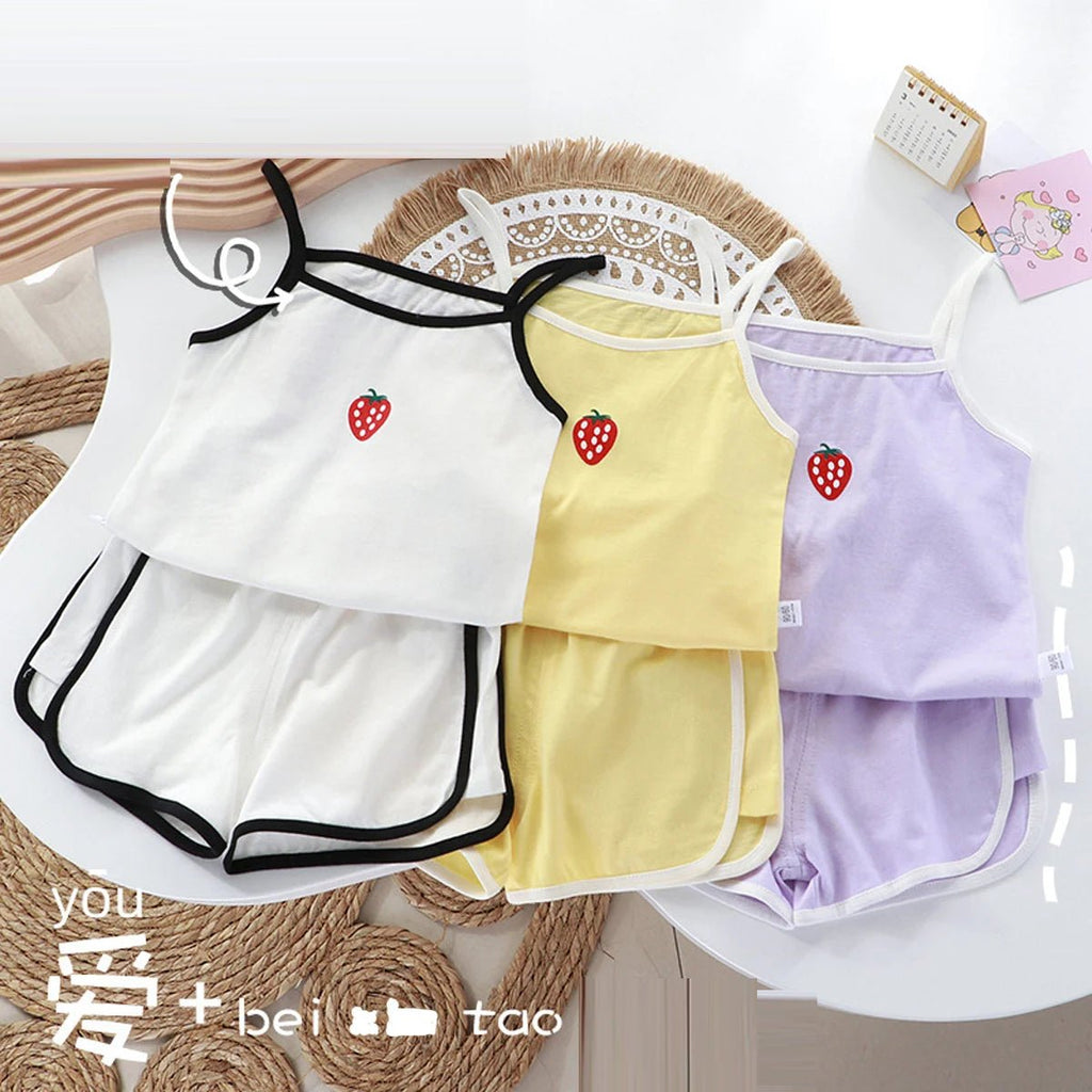Summer toddler kids girls' clothes baby outfits sets camisole T-shirt top+shorts sports suit for children girls' clothing sets - Astra Wear astrawear.ca