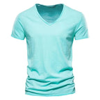 T-shirt homme en coton – Col V slim casual - Astra Wear astrawear.ca