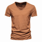 T-shirt homme en coton – Col V slim casual - Astra Wear astrawear.ca