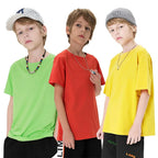 T Shirt Kids 100% Cotton Toddler Boy Tshirt Sport Fashion Teen Girl Tee 150 160cm Yellow Pink Summer Clothes Children's Clothing - Astra Wear astrawear.ca