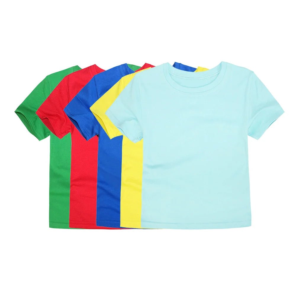 T Shirt Kids 100% Cotton Toddler Boy Tshirt Sport Fashion Teen Girl Tee 150 160cm Yellow Pink Summer Clothes Children's Clothing - Astra Wear astrawear.ca