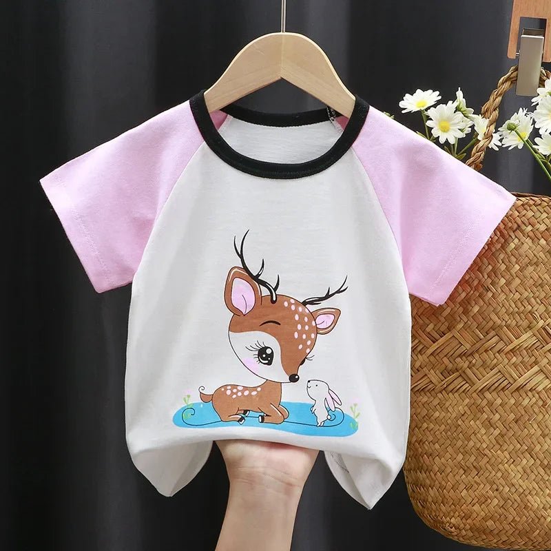 T-shirts Kids Toddler Children's Clothing Cartoon Print Cotton Tee Tops Boys and Girls Clothes Baby Summer - Astra Wear astrawear.ca