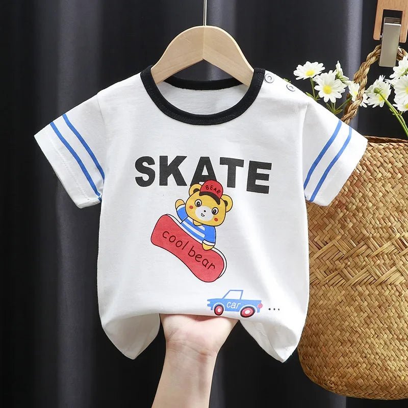 T-shirts Kids Toddler Children's Clothing Cartoon Print Cotton Tee Tops Boys and Girls Clothes Baby Summer - Astra Wear astrawear.ca