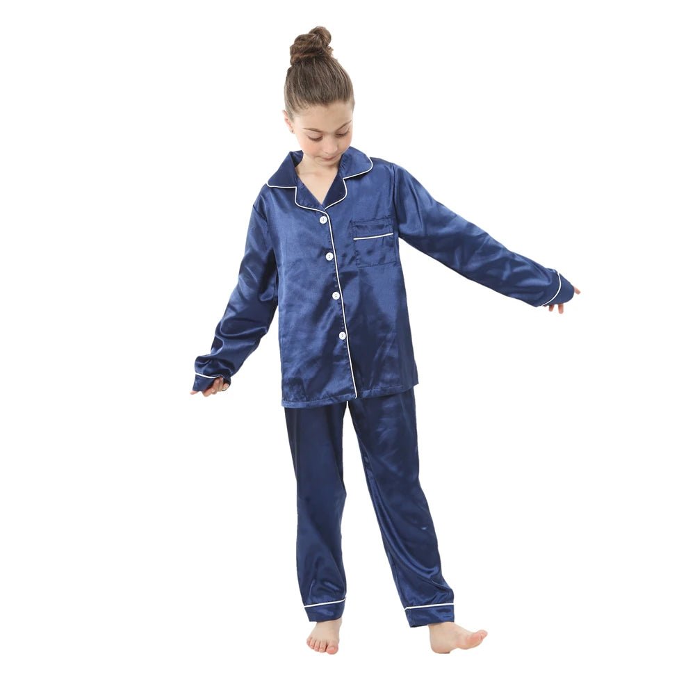 teenager loungewear children home clothing kids pajamas set girls silk satin pijama boys sleepwear baby nightgowns for 3-13Y - Astra Wear astrawear.ca
