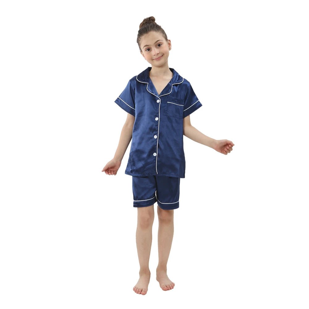 teenager loungewear children home clothing kids pajamas set girls silk satin pijama boys sleepwear baby nightgowns for 3-13Y - Astra Wear astrawear.ca