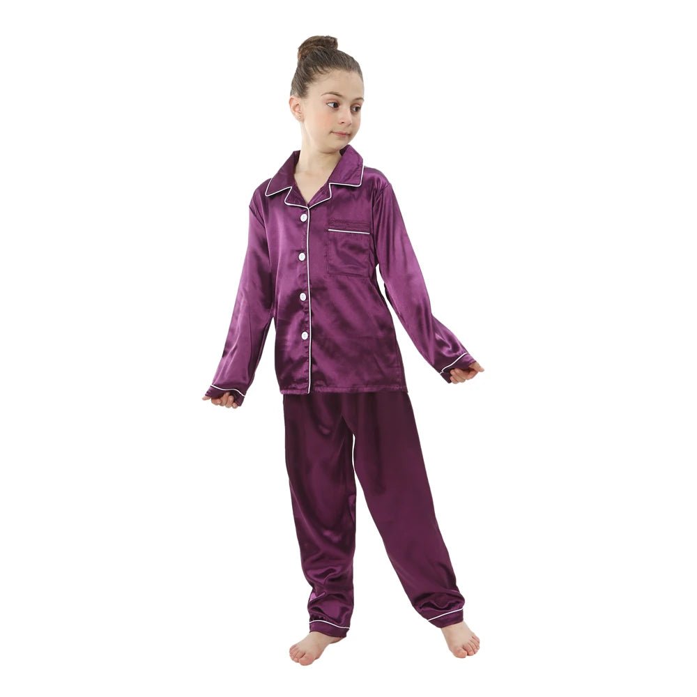 teenager loungewear children home clothing kids pajamas set girls silk satin pijama boys sleepwear baby nightgowns for 3-13Y - Astra Wear astrawear.ca