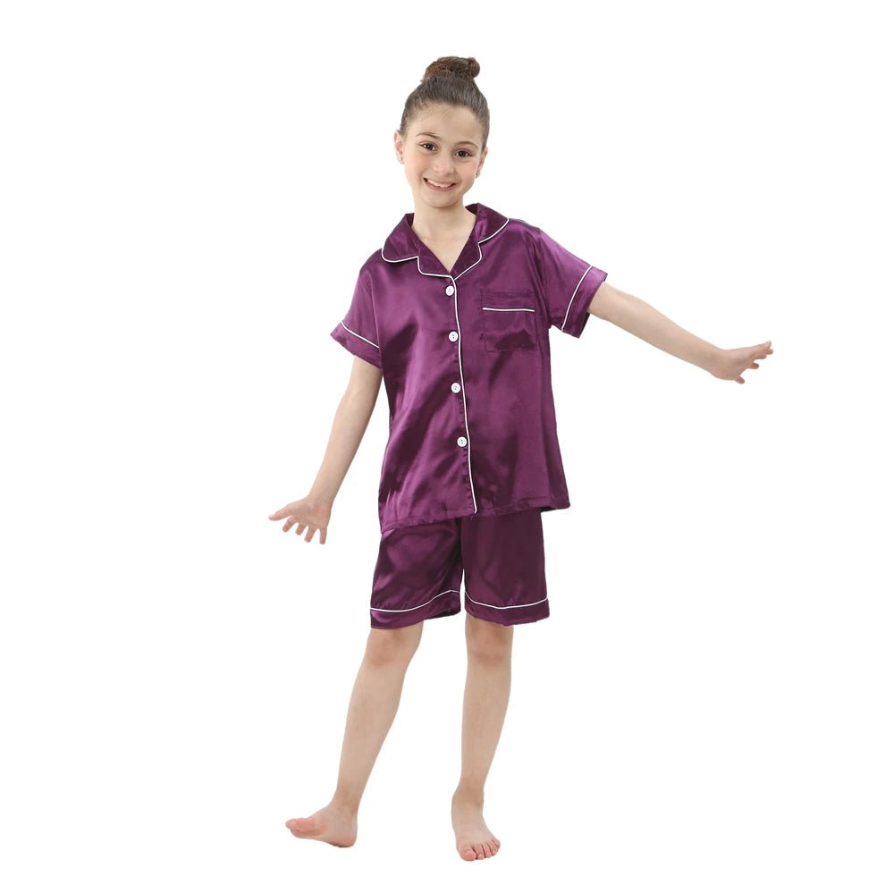 teenager loungewear children home clothing kids pajamas set girls silk satin pijama boys sleepwear baby nightgowns for 3-13Y - Astra Wear astrawear.ca