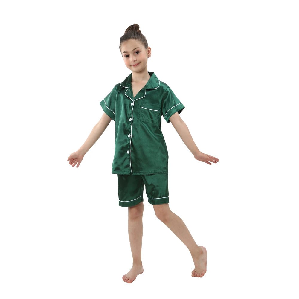 teenager loungewear children home clothing kids pajamas set girls silk satin pijama boys sleepwear baby nightgowns for 3-13Y - Astra Wear astrawear.ca