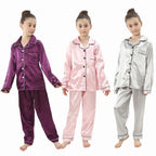 teenager loungewear children home clothing kids pajamas set girls silk satin pijama boys sleepwear baby nightgowns for 3-13Y - Astra Wear astrawear.ca