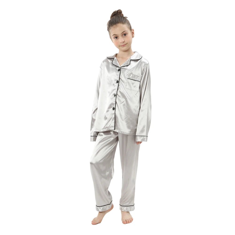 teenager loungewear children home clothing kids pajamas set girls silk satin pijama boys sleepwear baby nightgowns for 3-13Y - Astra Wear astrawear.ca