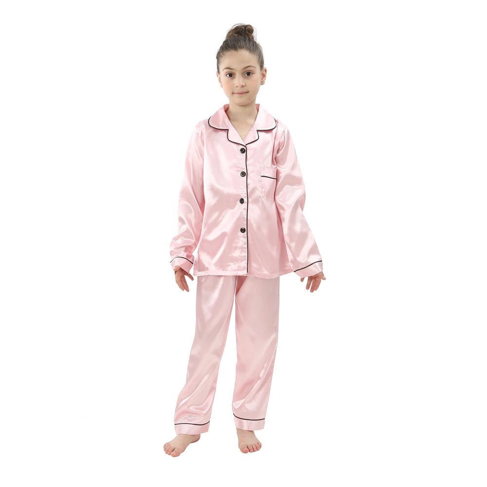 teenager loungewear children home clothing kids pajamas set girls silk satin pijama boys sleepwear baby nightgowns for 3-13Y - Astra Wear astrawear.ca