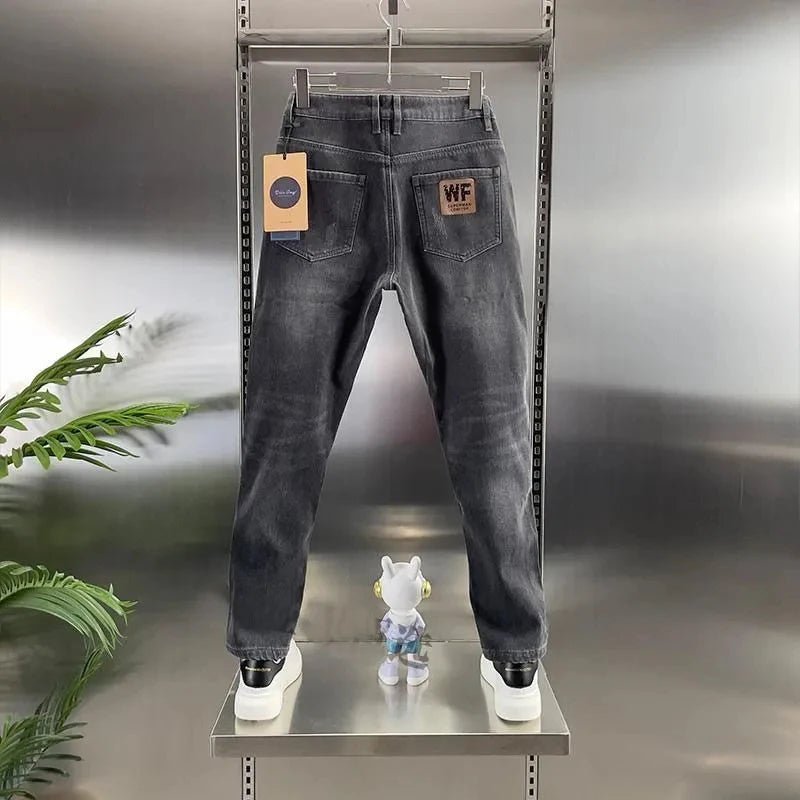 Thick Jeans Men's Slim Fit Spring Autumn Winter Casual Long Pants - Astra Wear astrawear.ca