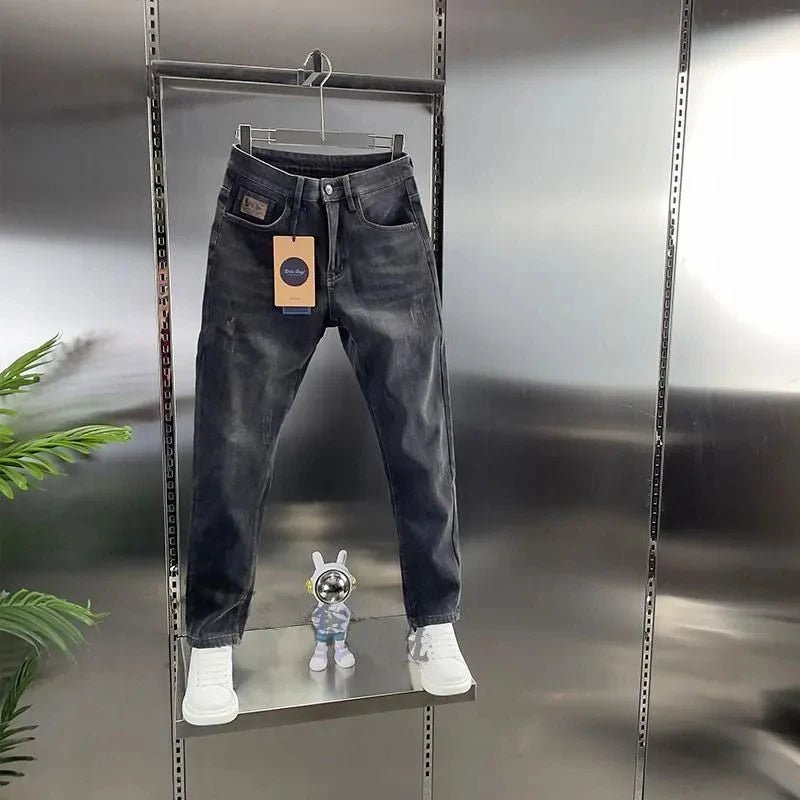 Thick Jeans Men's Slim Fit Spring Autumn Winter Casual Long Pants - Astra Wear astrawear.ca