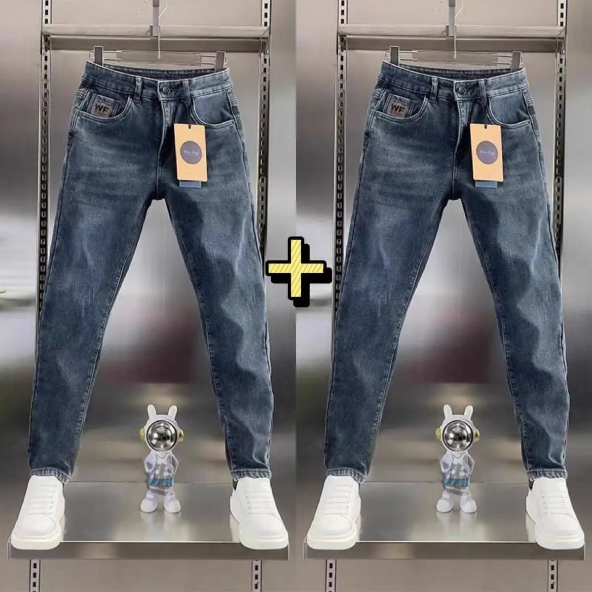 Thick Jeans Men's Slim Fit Spring Autumn Winter Casual Long Pants - Astra Wear astrawear.ca