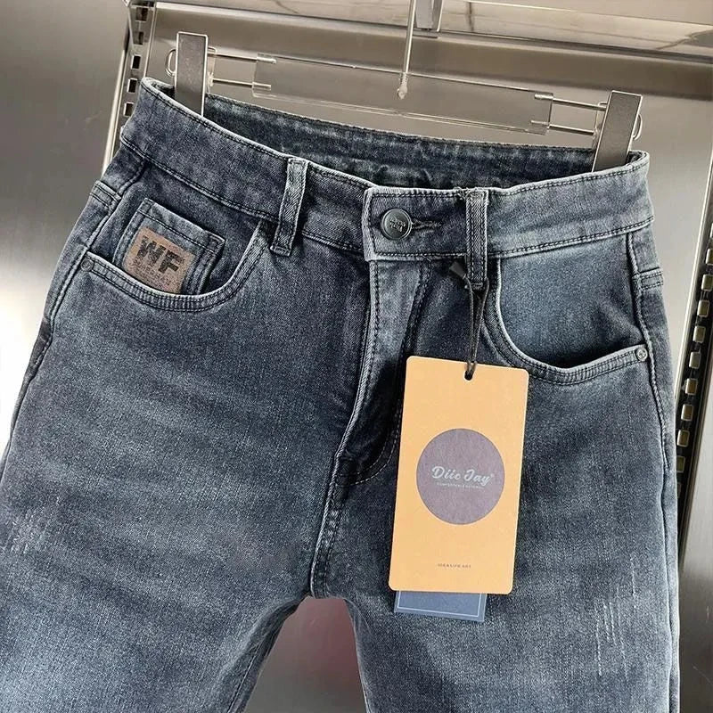 Thick Jeans Men's Slim Fit Spring Autumn Winter Casual Long Pants - Astra Wear astrawear.ca