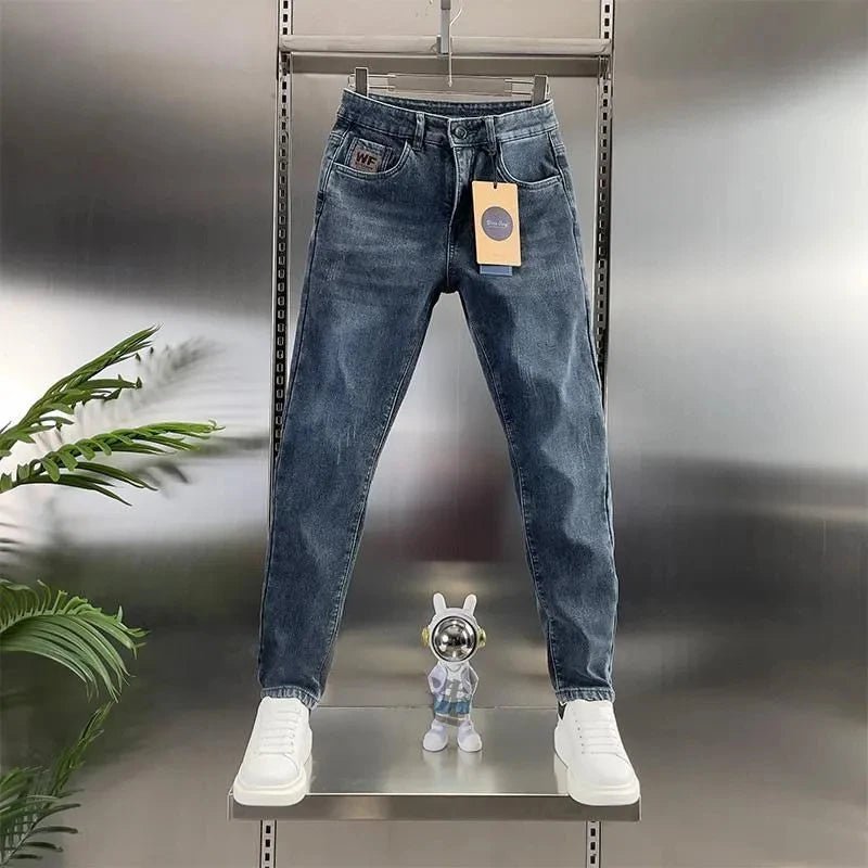 Thick Jeans Men's Slim Fit Spring Autumn Winter Casual Long Pants - Astra Wear astrawear.ca