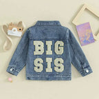 Toddler Girl Denim Jacket Letter Embroidery Long Sleeve Button Jean - Astra Wear astrawear.ca