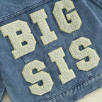 Toddler Girl Denim Jacket Letter Embroidery Long Sleeve Button Jean - Astra Wear astrawear.ca
