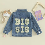 Toddler Girl Denim Jacket Letter Embroidery Long Sleeve Button Jean - Astra Wear astrawear.ca