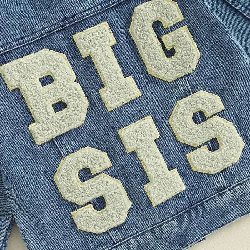 Toddler Girl Denim Jacket Letter Embroidery Long Sleeve Button Jean - Astra Wear astrawear.ca