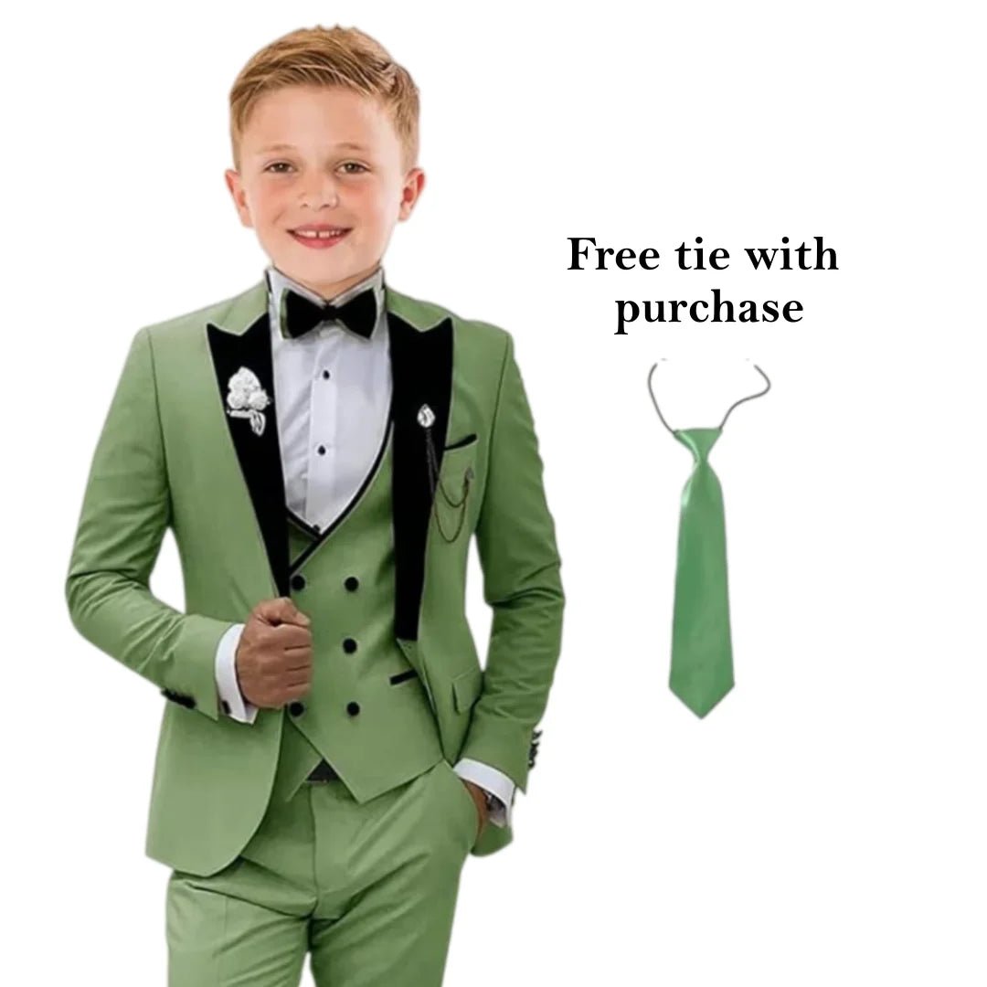 Velvet Collar Suit Set for Kids 3-14 Years, Three-Piece Wedding Suits for Boys, Toddler Suits Tuxedo Homecoming Teens Suits - Astra Wear astrawear.ca