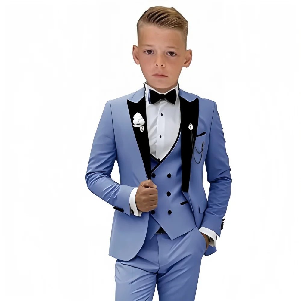 Velvet Collar Suit Set for Kids 3-14 Years, Three-Piece Wedding Suits for Boys, Toddler Suits Tuxedo Homecoming Teens Suits - Astra Wear astrawear.ca