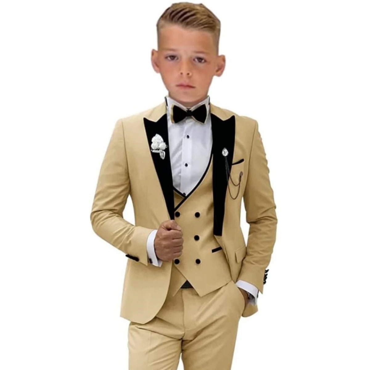 Velvet Collar Suit Set for Kids 3-14 Years, Three-Piece Wedding Suits for Boys, Toddler Suits Tuxedo Homecoming Teens Suits - Astra Wear astrawear.ca