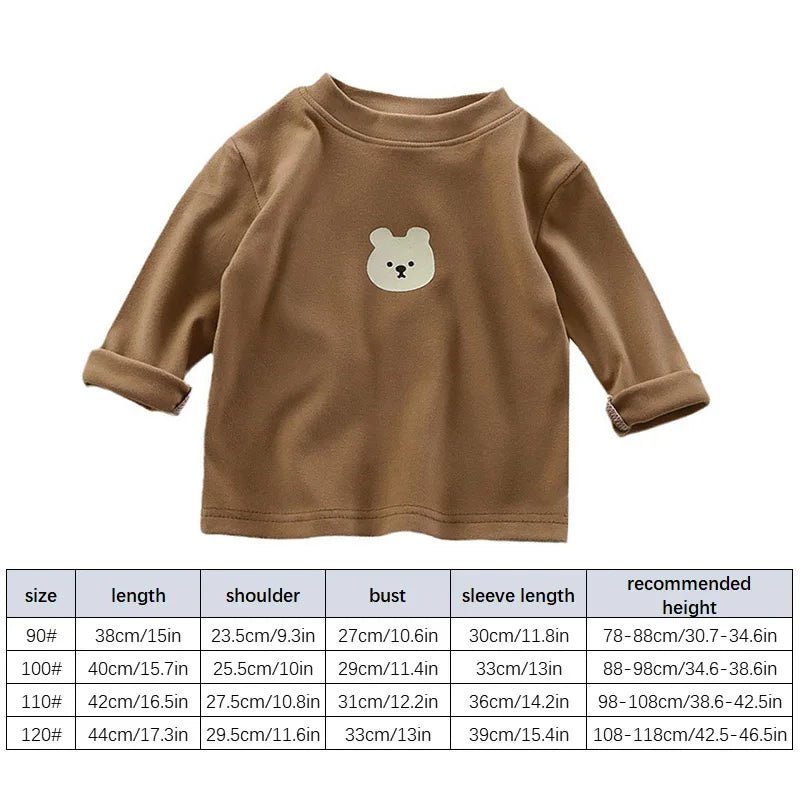 Velvet Lining Children Long Sleeved Base Shirt Boys Girls Kids Loose Top Autumn Winter Warn Clothes Baby O-neck Pullover Blouse - Astra Wear astrawear.ca