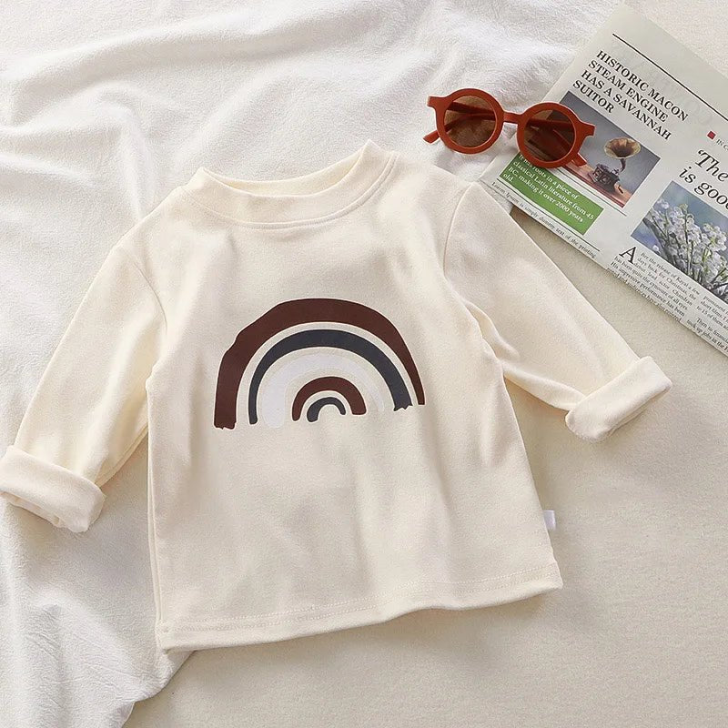 Velvet Lining Children Long Sleeved Base Shirt Boys Girls Kids Loose Top Autumn Winter Warn Clothes Baby O-neck Pullover Blouse - Astra Wear astrawear.ca