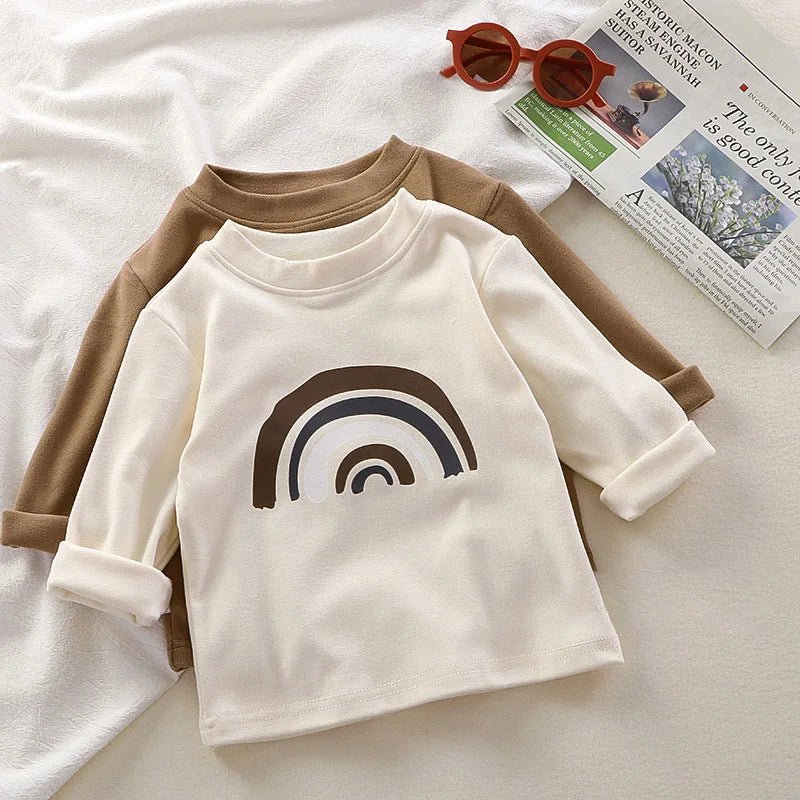 Velvet Lining Children Long Sleeved Base Shirt Boys Girls Kids Loose Top Autumn Winter Warn Clothes Baby O-neck Pullover Blouse - Astra Wear astrawear.ca
