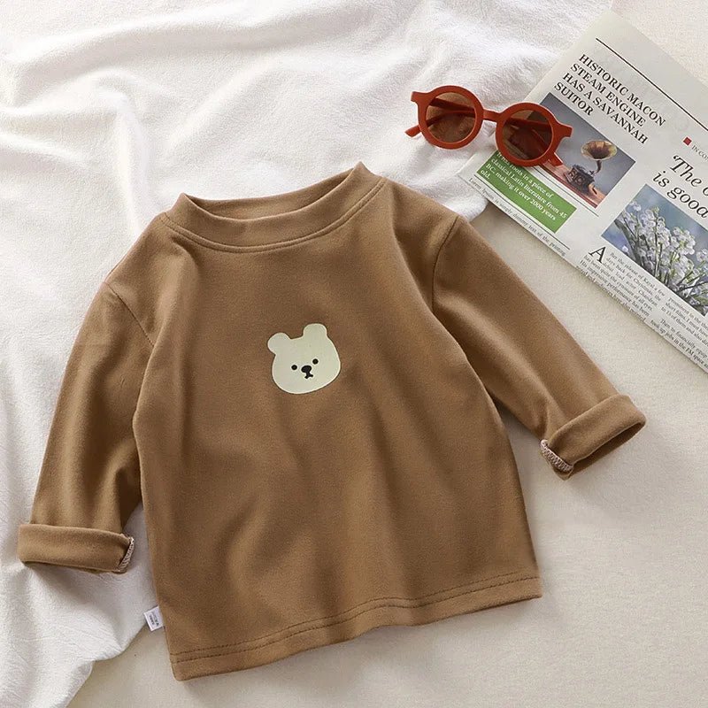 Velvet Lining Children Long Sleeved Base Shirt Boys Girls Kids Loose Top Autumn Winter Warn Clothes Baby O-neck Pullover Blouse - Astra Wear astrawear.ca
