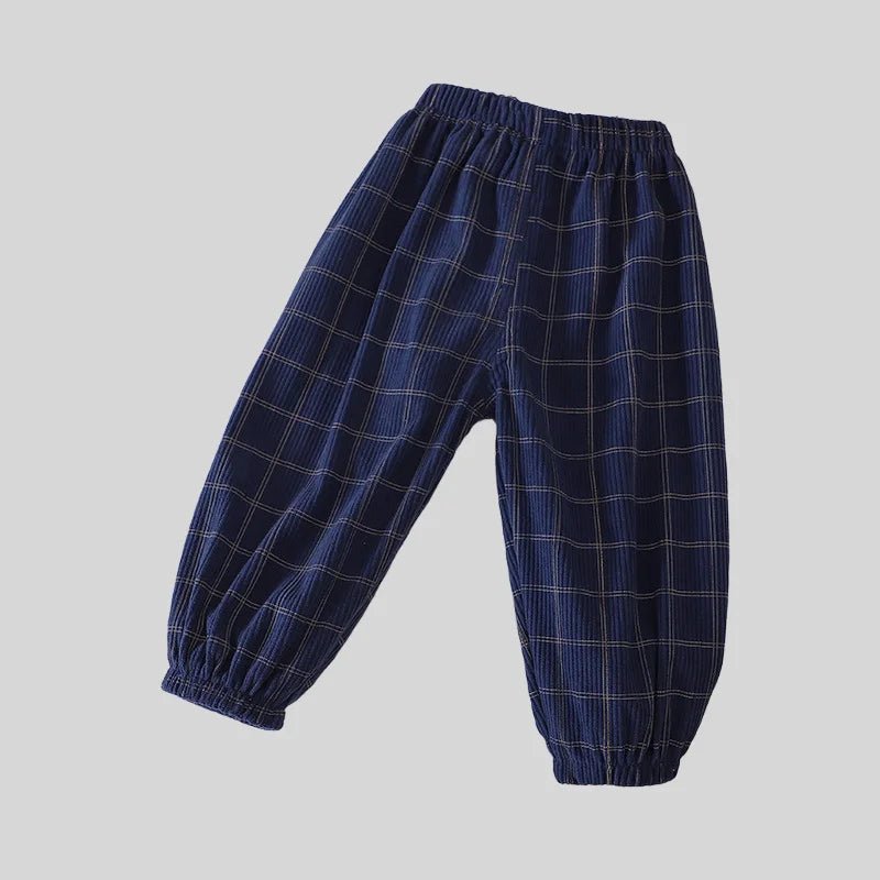 Vintage Checkered Striped 1-7Y Kids Pants Autumn Corduroy Textured Toddler Cropped Trousers - Astra Wear astrawear.ca