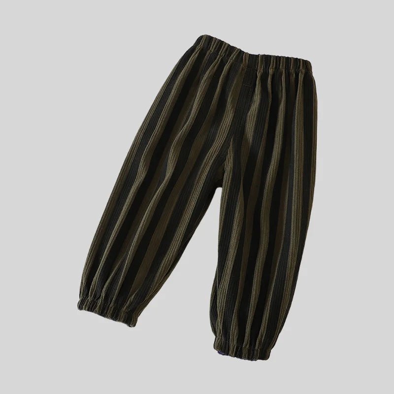 Vintage Checkered Striped 1-7Y Kids Pants Autumn Corduroy Textured Toddler Cropped Trousers - Astra Wear astrawear.ca