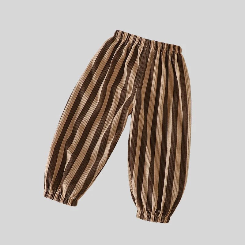 Vintage Checkered Striped 1-7Y Kids Pants Autumn Corduroy Textured Toddler Cropped Trousers - Astra Wear astrawear.ca
