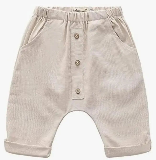 Vintage Linen Cotton Boys Shirt Toddler Summer Casual Clothing Sets Solid Short Sleeve T-Shirt Tops+Shorts Outfits For 0-3T Kids - Astra Wear astrawear.ca