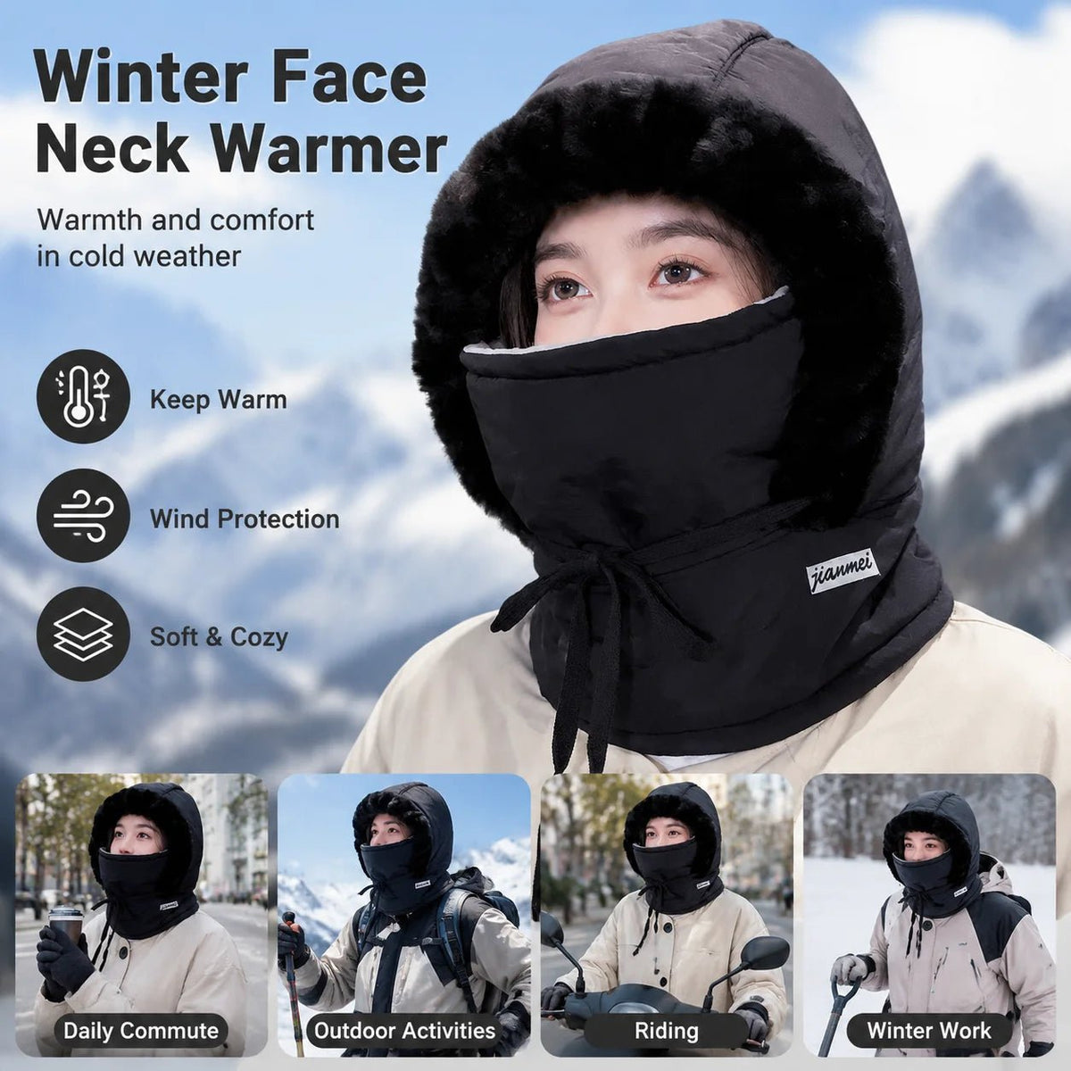 Winter Balaclava Face Mask Neck Warmer Fleece Lined Thermal Hat - Astra Wear astrawear.ca