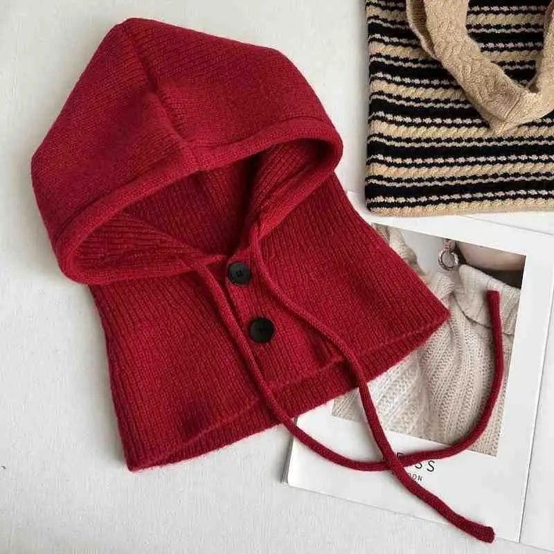 Winter Balaclava Hat Warm Knitted Women's Hood Hat Solid Color Neck - Astra Wear astrawear.ca