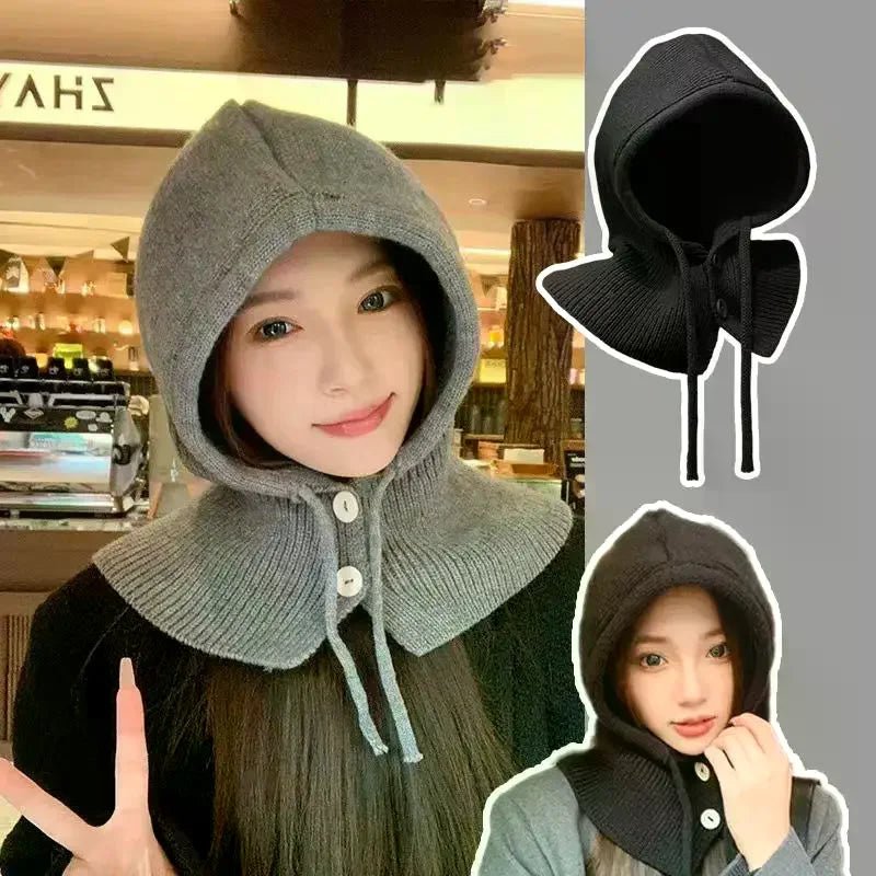 Winter Balaclava Hat Warm Knitted Women's Hood Hat Solid Color Neck - Astra Wear astrawear.ca