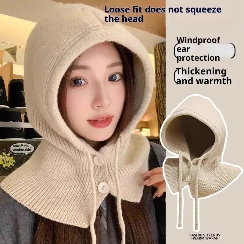 Winter Balaclava Hat Warm Knitted Women's Hood Hat Solid Color Neck - Astra Wear astrawear.ca