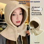 Winter Balaclava Hat Warm Knitted Women's Hood Hat Solid Color Neck - Astra Wear astrawear.ca