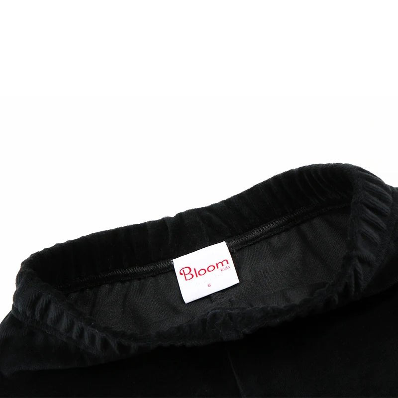 Winter clothes for baby and children baby girl winter 2pcs sets children's pants kids clothes girl black velour with green neck - Astra Wear astrawear.ca