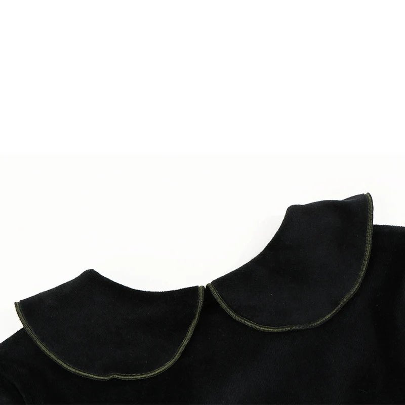 Winter clothes for baby and children baby girl winter 2pcs sets children's pants kids clothes girl black velour with green neck - Astra Wear astrawear.ca