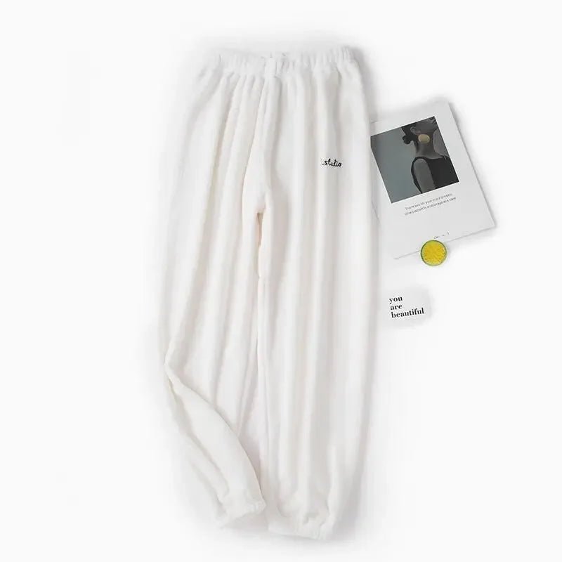 Winter Plush Pajama Pants for Women Soft Fleece Lined Thermal Lounge Wear Warm Elastic Waist Sleep Pants Cozy Home Clothing - Astra Wear astrawear.ca