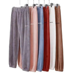 Winter Plush Pajama Pants for Women Soft Fleece Lined Thermal Lounge Wear Warm Elastic Waist Sleep Pants Cozy Home Clothing - Astra Wear astrawear.ca