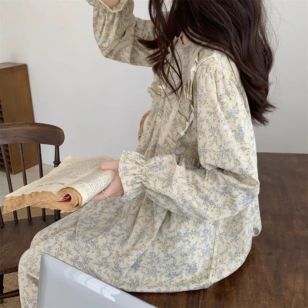 Women Plus Size Pajamas Garden Style Student Homewear Two-Piece Korean Version of the Bow Can Be Worn Outside Long-Sleeved women - Astra Wear astrawear.ca