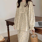 Women Plus Size Pajamas Garden Style Student Homewear Two-Piece Korean Version of the Bow Can Be Worn Outside Long-Sleeved women - Astra Wear astrawear.ca